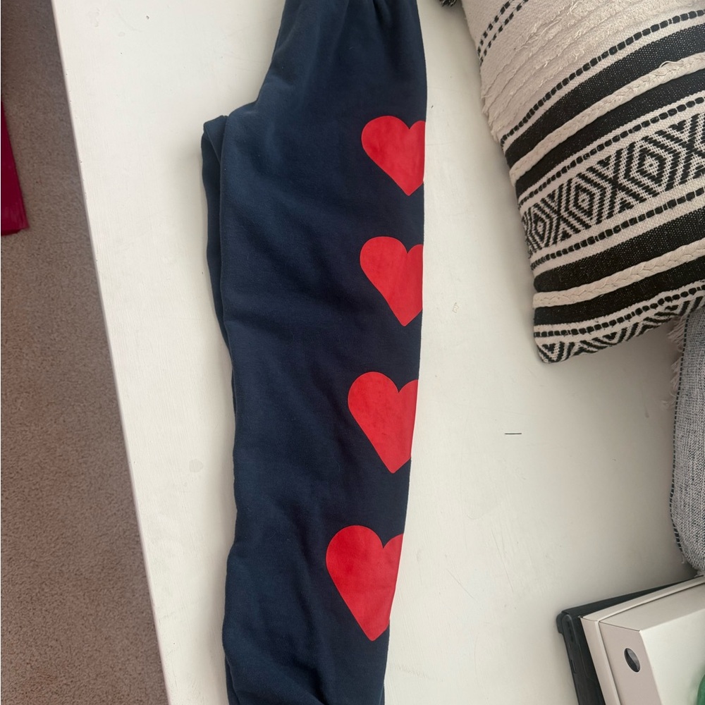Navy Blue Heart Leggings